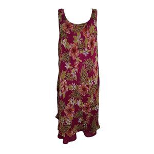 Mlle Gabrielle Dress Womens Plus Size 20 Pink Floral Tropical Crinkle Sleeveless
